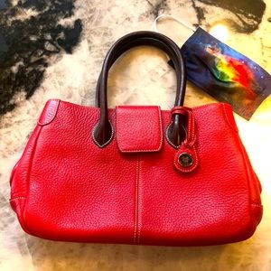Dooney and Bourke Small Satchel Tote red 3 zip interior